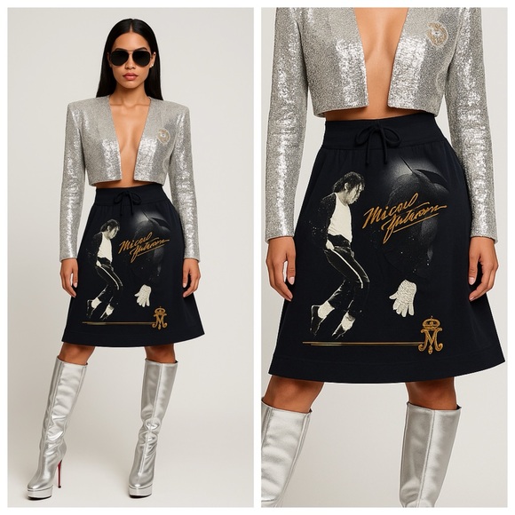 NWOT Michael Jackson Moonwalk Billie Jean Skirt Black Size Small - Picture 8 of 8